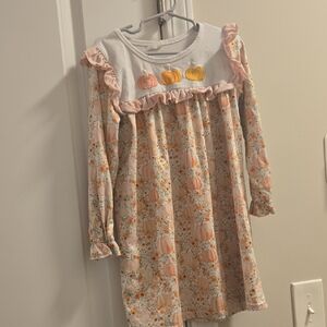 Pumpkin Print Long Sleeve Dress